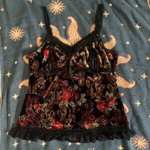 Y2K Velvet Floral Tank Top